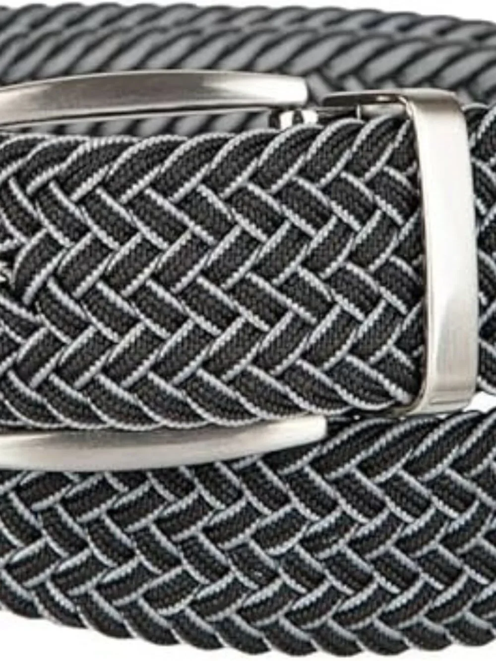 Tommy Men's Stretch Braided Reversible Leather Trim Belt | Black/ Grey | L/XL